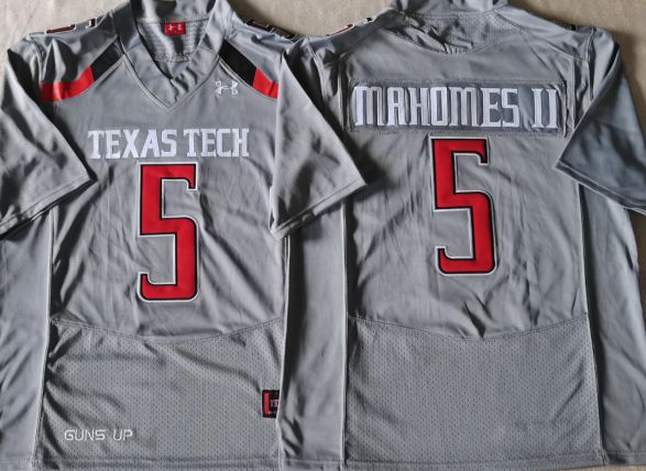Men Texas Tech Red Raiders #5 Mahomes ii Grey 2025 Limited NCAA Jersey->more ncaa teams->NCAA Jersey